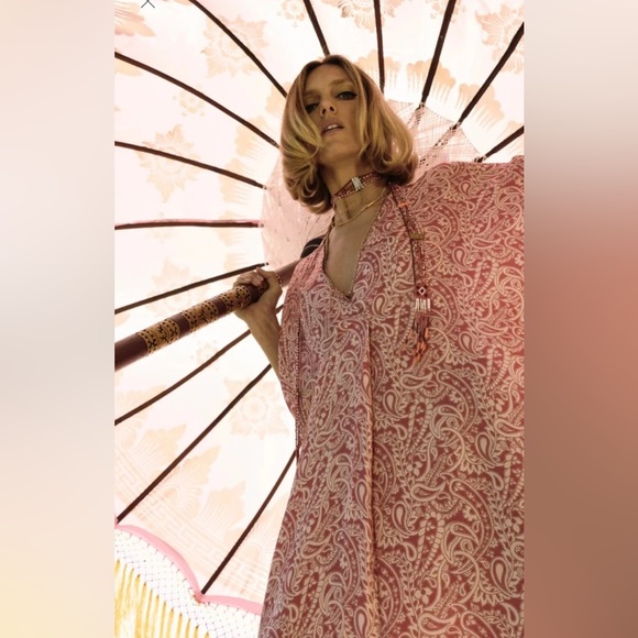 BNWT Zara terracotta printed tunic kaftan dress XS - Picture 3 of 9